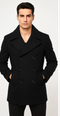 Mens Peacoat Slim Fit Wool Peacoat