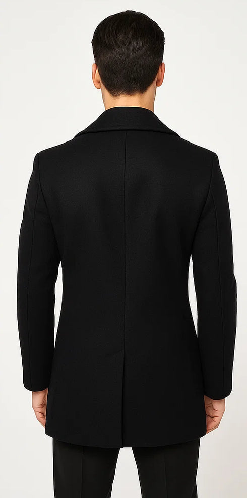 Mens Peacoat Slim Fit Wool Peacoat