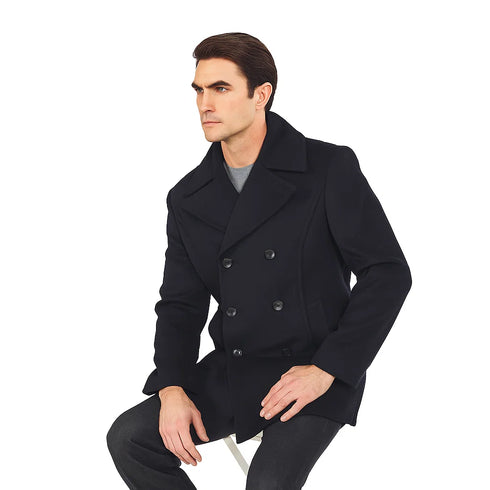Mens Peacoat Slim Fit Wool Peacoat