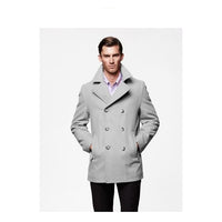 Mens Peacoat Wool Light Grey double breasted Style Coat