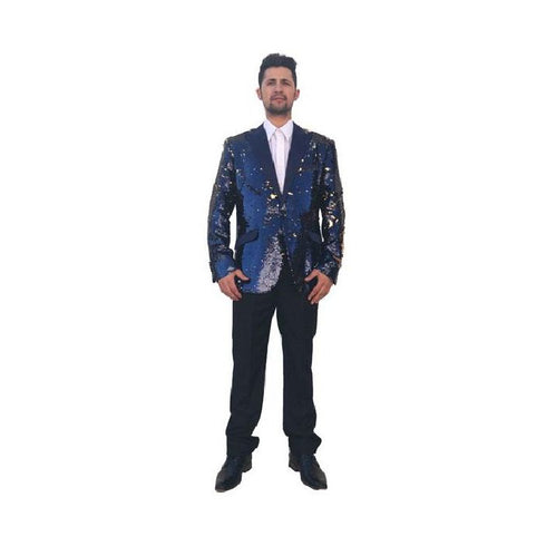 Mens Peak Lapel Navy Single Breasted Blazer Sport Coat