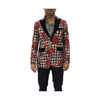 Mens Peak Lapel Red Floral Pattern Blazer Sport Coat