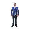 Mens Plaid Black Blazer Royal Blue Single Breasted Jacket Suit