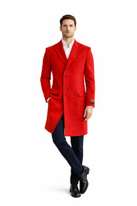 Mens Wool Red Overcoat