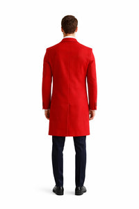 Mens Wool Red Overcoat