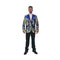 Mens Royal Blue Plaid Black Blazer Single Breasted Jacket Suit