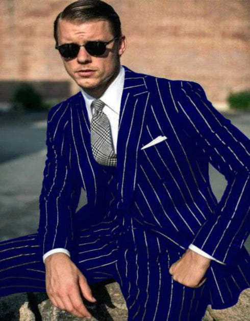 Mens Black Chalk Pinstripe Gangster suit - 1920s suit - Mobster Suit