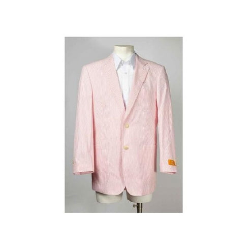 Mens Seersucker ~ Sear Sucker Two Button Pink Blazer