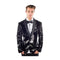 Mens Shawl Lapel Two Button Black Sequin Blazer