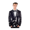 Mens Shawl Lapel Two Button Black Sequin Blazer