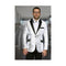 Mens Shiny Sequin One Button Notch Lapel White Black Blazer