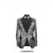 Mens Silver ~ Black 1 Button Peak Lapel Slim Fit Sequin Shiny