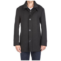 Mens Single Breasted Coat Two Outer Pockets Black