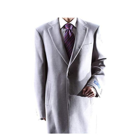 Mens Single Breasted Gray Two Button Notch lapel Topcoat