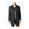 Mens Single Breasted Herringbone Wool Charcoal Overcoat