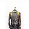 Mens Slim Fit Gold~Black Shawl Lapel Sequin Shiny Flashy Stage