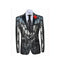Mens Slim Fit Single Breasted Peak Lapel Silver Blazer