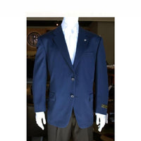 Mens Sport Coat Jacket Wool Patterned Fabric Two Button Navy