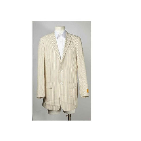 Mens Taupe Two Button Summer Seersucker ~ Jacket Blazer