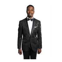 Mens Tazio One Button Black Slim Fit Blazer