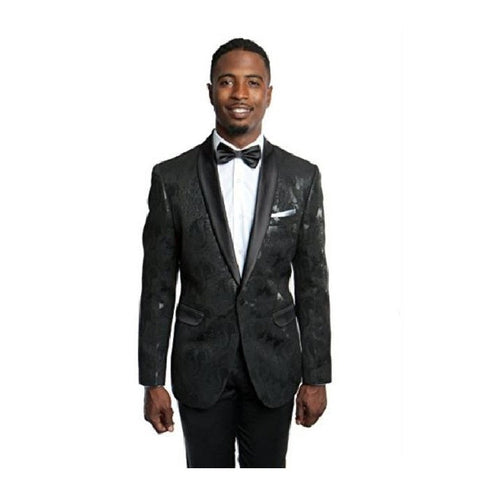 Mens Tazio One Button Black Slim Fit Blazer