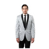 Mens Tazio One Button Shawl Collar Slim Fit Silver Blazer