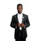Mens Tazio Two Button Slim Fit Black Blazer Patern Jacket