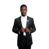 Mens Tazio Two  Button Slim Fit Black Blazer Patern Jacket