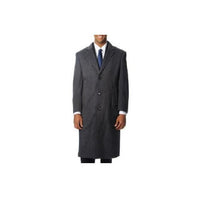 Mens Three Button Herringbone Tweed Cashmere Grey Top Coat