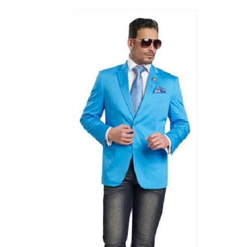 Mens Two Button Aqua Turquoise Color 2 Piece Blazer