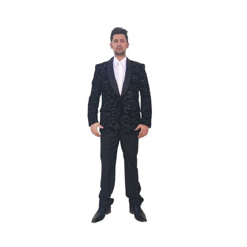 Mens Two Button Black Shawl Lapel Blazer Sport Coat