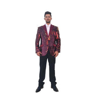 Mens Two Button Burgundy Single Breasted Blazer Sport Coat