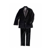 Mens Two Button Notch Lapel Black Velvet Blazer Suit