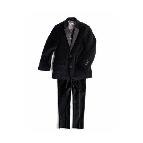 Mens Two Button Notch Lapel Black Velvet Blazer Suit