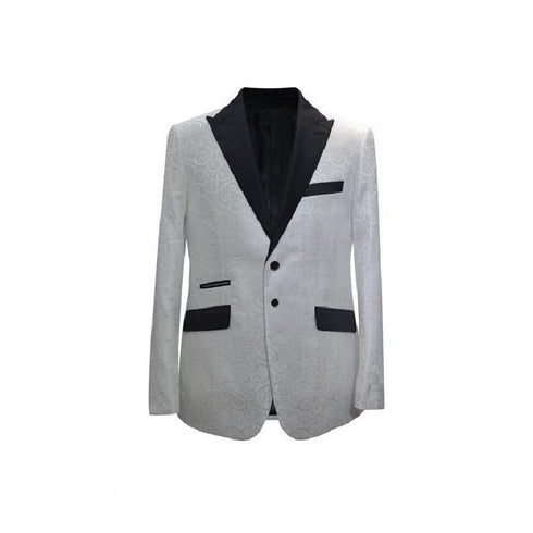 Mens Two Button Peak Lapel White Sport Coat
