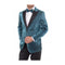 Mens Two Button Slim Fit Peak Lapel Teal Sportcoat