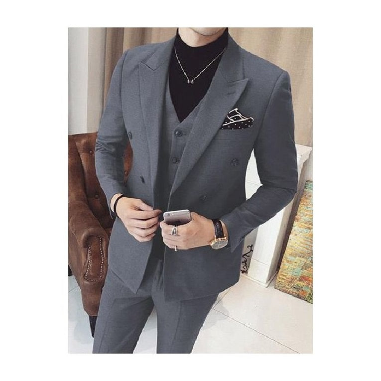 Stretch Fabric - Slim Fit - Mens Vested 2 Button Wide Peak Lapel Textured Summer Suit in Putty by Vinci