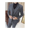 Mens Vested Double Breasted Suits 3 Piece Grey Peak Lapel