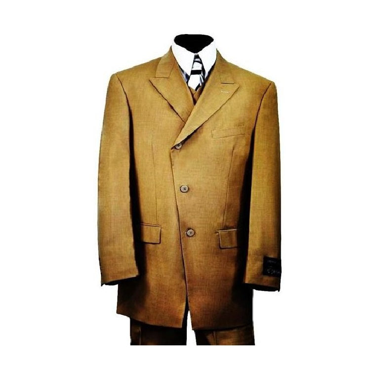 Men's 2 Button Taupe Vested 3PC Cheap Priced Business Suits Clearance Sale in Classic Fit