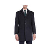 Mens Wool Car Coat Button closure Carcoat Notch Lapel Navy Blue
