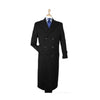 Mens Wool Double Breasted Button Closure Black Top Overcoat