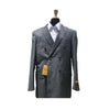 Mens Wool Pick Double Breasted Blazer Sport Coat Jacket Grey