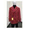 Mens Wool Plaid Peacoat - Plaid Pattern Wool red Coat