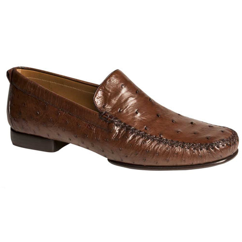 Mens Mezlan Rollini Ostrich Quill Dress Shoe Loafer in Brown