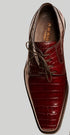 Mezlan Burgundy Crocodile Shoes Men Plain Toe Anderson