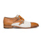 Mens Mezlan Saber Two Tone Calfskin Monk Strap Dress Shoe in Honey & White