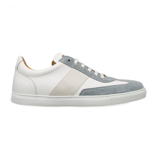 Mens Mezlan Wyatt Two Tone Calfskin & Suede Sneaker in Black & White
