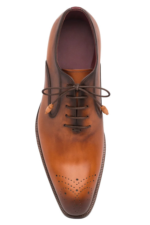 Gavino Cognac Calfskin Leather Mens Oxford By Mezlan Made In Spain Brand