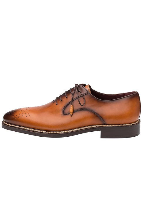 Gavino Cognac Calfskin Leather Mens Oxford By Mezlan Made In Spain Brand