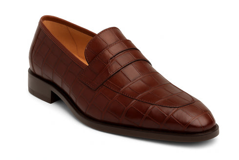 Piccolo Alligator Penny Loafer Blue By Mezlan Made In Spain Brand